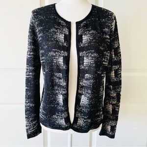 Eileen Fisher Linen Textured Round Neck Open Front Cardigan Size XS